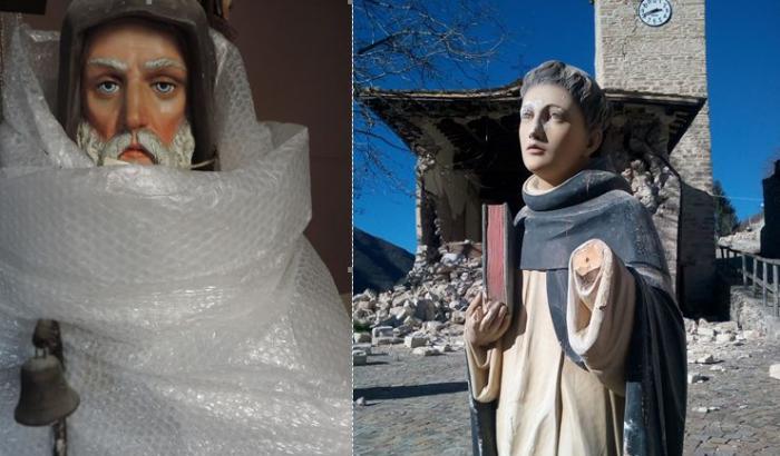 Resistenze: le statue a pezzi di Cristini per non scordare il terremoto