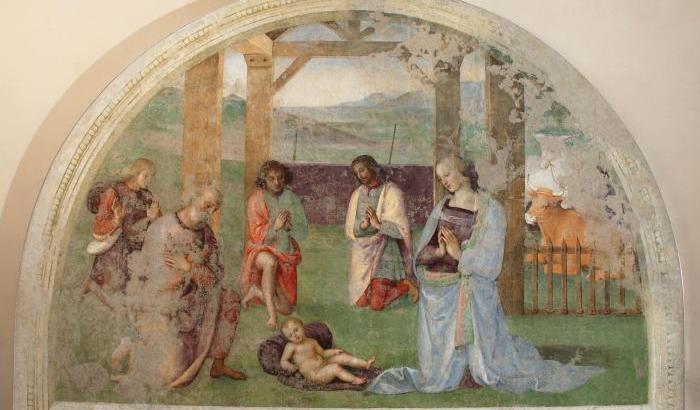 In restauro l'affresco dell'Adorazione dei pastori del Perugino