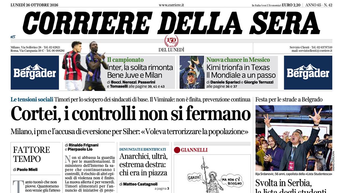 Corriere della Sera: si racconta pi&ugrave; la sicurezza del disagio sociale